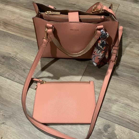 Anne Klein Handbags - Anne Klein long strap purse. Pinkish/beige. Gold inside. Coin bag inside.